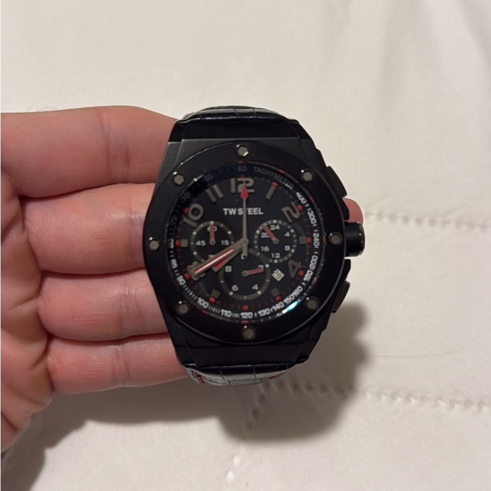 TW Steel Black and Red Chronograph Watch